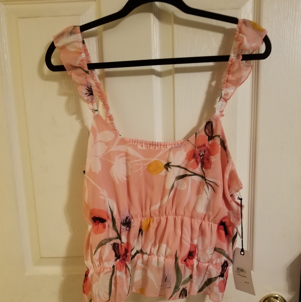 Womens Leith Ruffle crop tank top size NWT